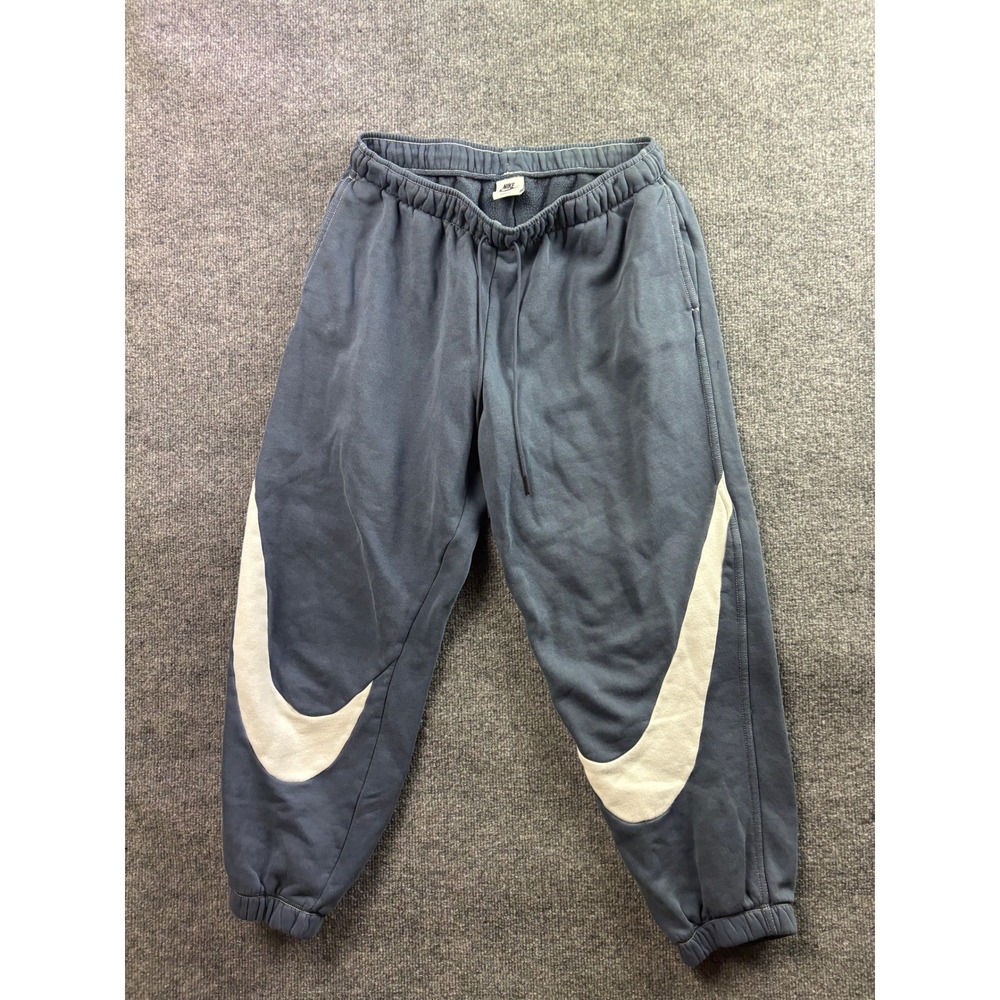 Nike Big Double Swoosh Sweatpants Mens Medium Blue Fleece Joggers